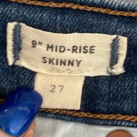 MADEWELL 9" Mid-Rise Skinny Jeans in medium wash Button-Front Edition SIZE 27. - Picture 8 of 16